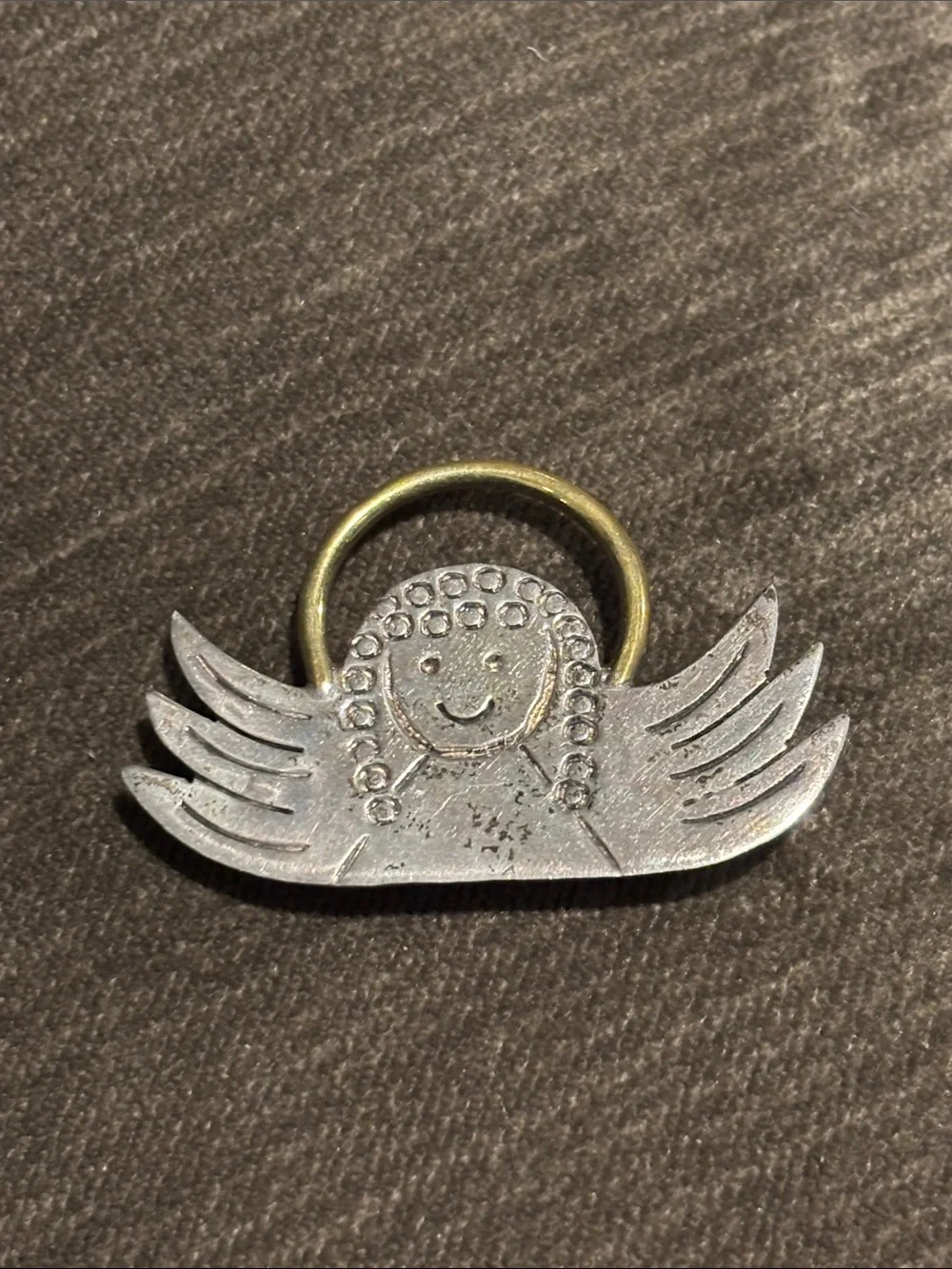 .925 Sterling Silver Angel Wing Brooch Pendant Pin - Real Silver Brass